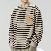Hearujoy Men's Striped Long Sleeved T-shirt Men's Trendy T-shirt Men's Hoodie Men's Base Shirt Top